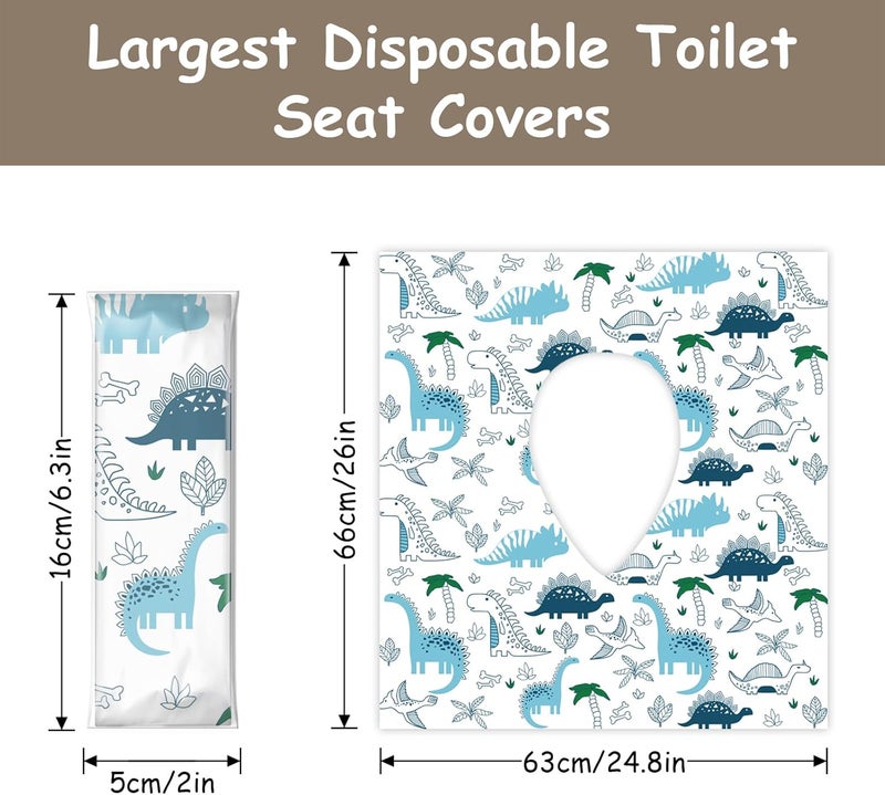 DEEKI Toilet Seat Covers Disposable, 40 Pcs XL Waterproof for Kids Adults, No-Slip Clean Safety Covers for Toddler Potty Training, Portable for Travel and Public Restrooms Toilets Airplane -Dinosaur - Image 2